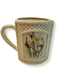 Enesco Schmetterling Garten Spalier Kaffeebecher Tasse 12 Unzen Japan 1978 Bambusgriff  - Bild 1 von 12