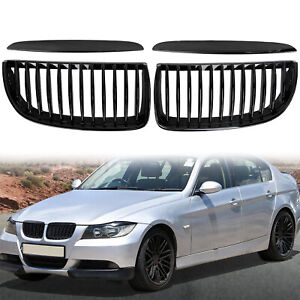Gloss Black Front Kidney Grill Compatible for BMW 05-07 E90 320i 325i 330i