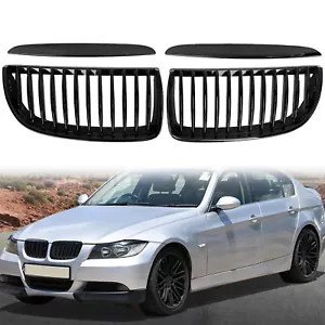 Gloss Black Front Kidney Grill Compatible for BMW 05-07 E90 320i 325i 330i - Picture 1 of 7