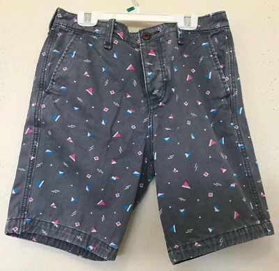 Mens Size 30 Hollister Shorts 1980s Print Triangles Geometric Flat Front Shorts - Image 1 of 4