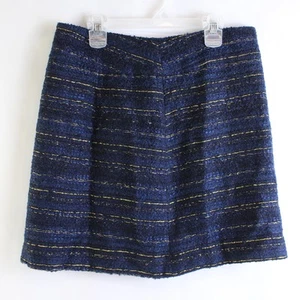 Ann Taylor LOFT Women's Blue And Gold Side Zipper Skirt Size 4 - Picture 1 of 5