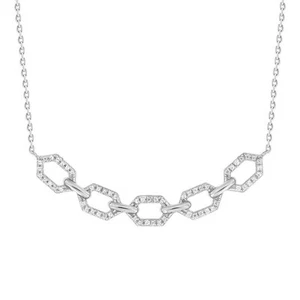 Ladies Necklace 0.16ct Natural Round Diamond 10k White Gold - Picture 1 of 1