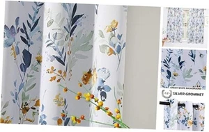 Floral Blackout Curtains 63 Inch Long Living Room Bedroom Curtains Thermal - Picture 1 of 7