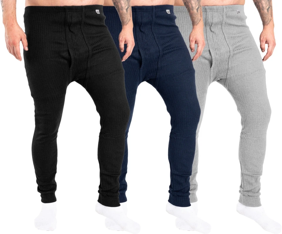 Herren Thermo lange Unterhose 3er Pack Thermowäsche Unterwäsche Baumwolle Set - Bild 1 von 4