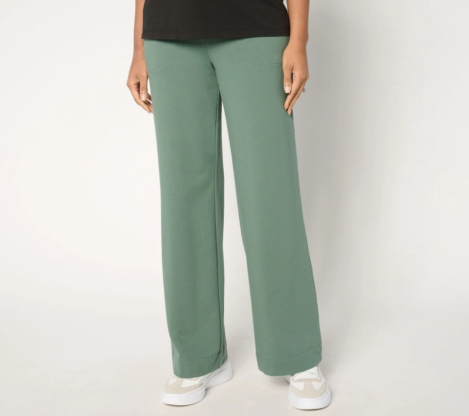 Denim & Co. Pantalón Regular Felpa Francesa Largo Completo Pierna Ancha MedSpruceGreen L Nuevo Foto 1 de 1