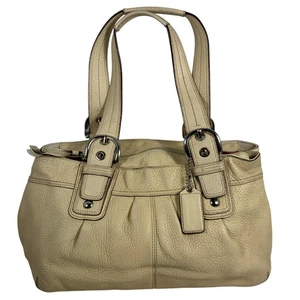 Coach F13732 Soho Hampton Schultertasche creme/knochenfarben plissiert Leder + Hängeetikett - Bild 1 von 15