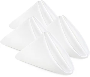 [24 Pack, White] Cloth Napkins 17x17 Inches, 100% Polyester Hemmed Edges, Was... - Picture 1 of 7
