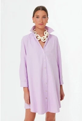 Tuckernuck Pomander Place Oxford Harris Shirt Dress Women's XXXL Lavender Preppy - Image 1 of 4