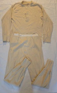 Vintage Military Wool Blend Henley Thermal Shirt And Pants Undershirt Men's M - Picture 1 of 12