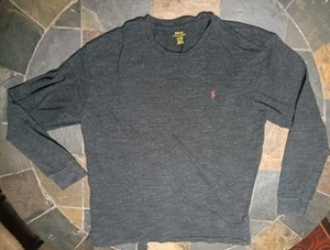 Polo Ralph Lauren anthrazitfarbenes langärmliges Baumwoll-T-Shirt Größe Large Rundhalsausschnitt gebraucht, in einwandfreiem Zustand - Bild 1 von 10