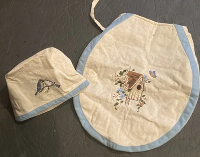 Juego de baño de lino bordado vintage, caja de pañuelos y fundas de asiento de inodoro Cottagecore Foto 1 de 4