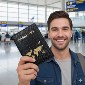 Leather Passport Holder Wallet Blocking Cover Protector | Crocodile Embossed - Picture 1 of 20