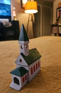 Holz Handarbeit Kirche handbemalt 1969 von Opa 🥰 5" - Bild 1 von 9