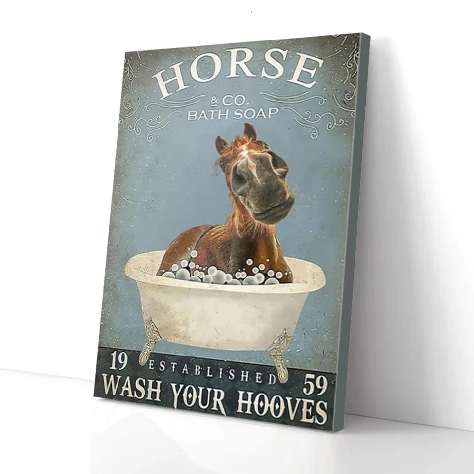 Póster mate Horse In Bath Wash Your Hooves, arte de pared en lienzo Foto 1 de 1