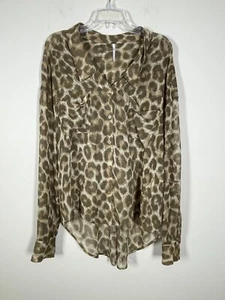 Free People Easy Rider Cheetah Button Down Hemd Bluse S transparent Freizeit - Bild 1 von 7