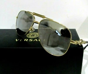 Gafas de sol para hombre Versace 2236 1002/Z3 doradas Medusa gris-plateadas espejo polarizadas - Imagen 1 de 9