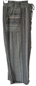 Westbound 3XL The Island Crop Mid Rise Wide Leg Gray Stripe Linen BlendPants NWT - Picture 1 of 10