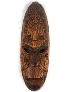 Fijian Tiki Mask 20" w/ Turtle & Gecko - Tropical Decor | #mdr1901350 - Picture 1 of 1
