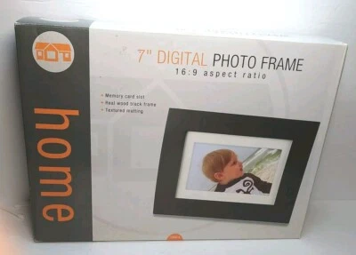 Home 7" Digital Photo Frame 16:9 Ratio Memory Card Real Wood Black (open box) - Image 1 of 2