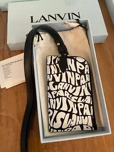 Lanvin Leder Halskette Kartenhalter, schwarz-weiß psyadelisches Muster - Bild 1 von 10