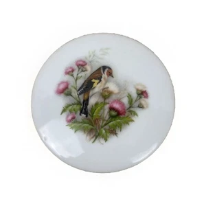 Bird Porcelain Trinket Dish with Lid Goldfinch On Thistle Giraud Limoges France - Picture 1 of 15