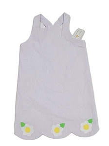 New Florence Eiseman Seersucker Dress Stripe Sundress Floral Flower Lillac White - Picture 1 of 8