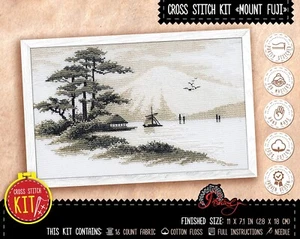 Fujiyama mount cross stitch kit - Japan landscape embroidery kit Mount Fuji - Picture 1 of 8