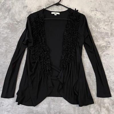 Cárdigan Suéter Ya Los Angeles Frente Abierto Negro Para Mujer Talla M Volantes Foto 1 de 4