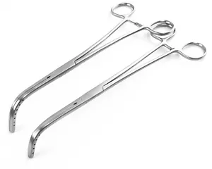 Sarot Bronchus Clamp Forceps Right Hand 9" Curved 1.1/2" Surgical Instruments - Picture 1 of 6