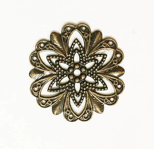 10 stamping flower connector,brass filigree focal 20mm  available  5 colors - Picture 1 of 11