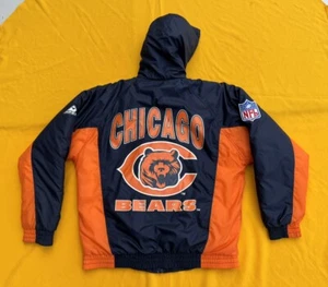 Vintage Apex One Pro Line Chicago Bears NFL Hooded Jacket Sz M - Picture 1 of 18