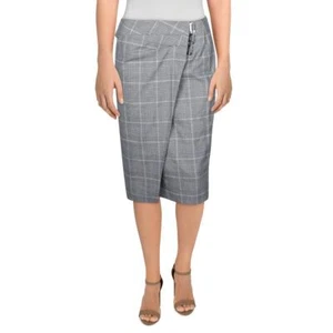 DKNY Womens Plaid Above Knee Office Wear Wrap Skirt BHFO 5728 - Picture 1 of 1