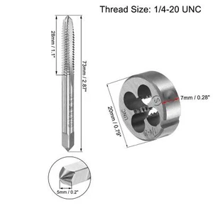 1/4"-20 UNC Tap and Die HSS Thread Tap with Round Threading Die, Right Hand - Picture 1 of 6