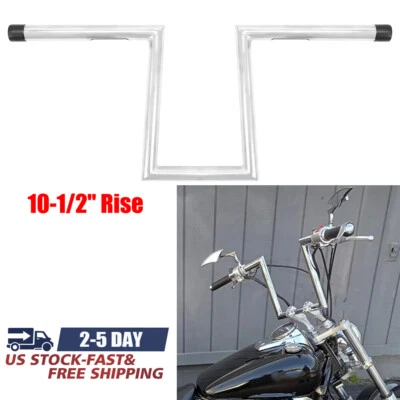 For Harley XL Honda VTX1800C 1" Ape Hanger Handlebar 10-1/2" Rise Drag Z-Bars Foto 1 de 4