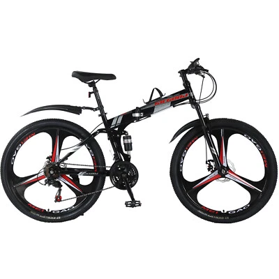 26" Folding Mountain Bike 24-Speed Full Suspension MTB for Men & Women - Image 1 of 4