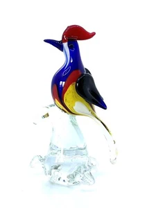 Heavy Hand Blown Art Glass Bird of  Paradise Multicolor 11” Tall Figurine - Picture 1 of 8