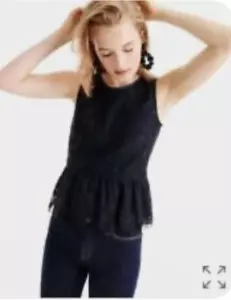Neu ohne etikett j Crew schwarz Spitze ärmellos Schößchen Top Schale 4 - Bild 1 von 6