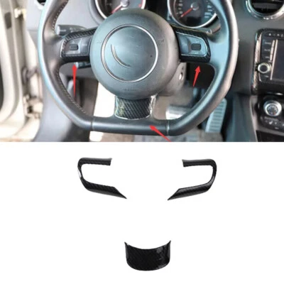 Fit For Audi TT 2008-2014 ABS Carbon Fiber Steering Wheel Moulding Cover Trim 3* - Image 1 of 4