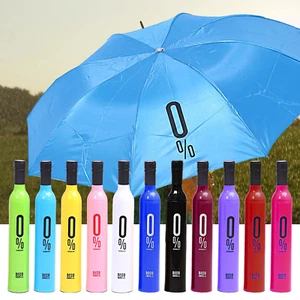 Regenschirm Sonnenschutz Weinflaschenoptik Winter Taschenschirm - Bild 1 von 5