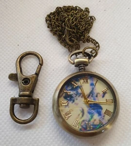 Bronze Vintage Style Pocket Watch Roman Numerals Necklace Keyring Gift Idea - Picture 1 of 5