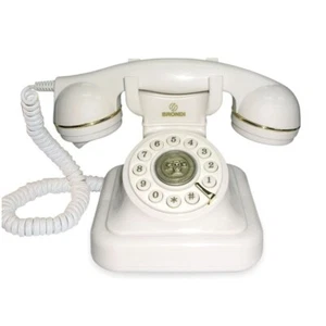 BRONDI TELEFONO FISSO VINTAGE 20 TAVOLO RETRO SUONERIA REGOLABILE FILO BIANCO - Afbeelding 1 van 1