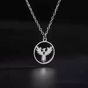 Halskette mit Anhänger Phönix Vogel Edelstahl Modeschmuck Damen Herren Silber DE - Bild 1 von 4