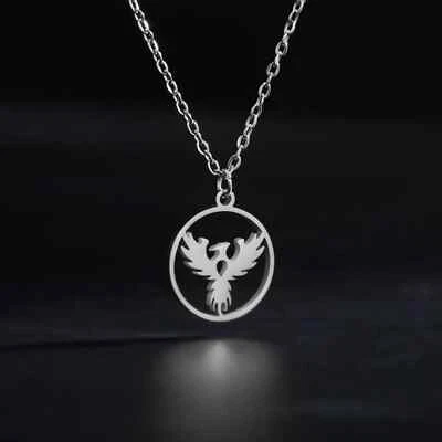 Halskette mit Anhänger Phönix Vogel Edelstahl Modeschmuck Damen Herren Silber DE - Bild 1 von 4