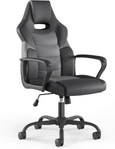 .... Emerge Vettor Luxura Faux Leather Gaming Chair Black & Gray (61108) - Picture 1 of 7