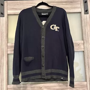 Bruzer Georgia Tech Yellow Jackets Embroidered Homecoming Cardigan M 💯 Cotton - Picture 1 of 9