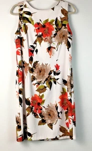 ALYX Dress Sz 14 Sleeveless White/ Orange Floral Print Midi Sheath Back Zipper - Picture 1 of 5