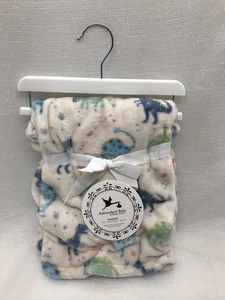 Adirondack Manta Bebé Dinosaurios Estampado Dinos Niños Seguridad Lovey Azul Verde NUEVO - Imagen 1 de 10
