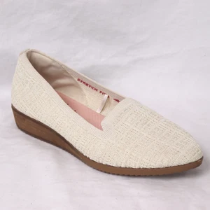 Zapatos Planos Skechers Para Mujer 6.5US 3.5UK 36.5EU Marfil Cómodos Espuma Ajuste Elástico - Imagen 1 de 13