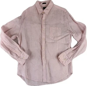 J.CREW 100% Linen Shirt Mens Large Pink Button Down Slim Fit Long Sleeve Preppy - Picture 1 of 8