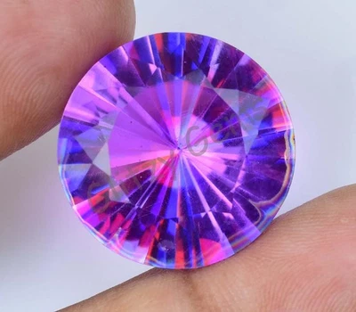 Cuarzo místico color púrpura natural 31,00 quilates redondo impecable piedra preciosa certificada Foto 1 de 4